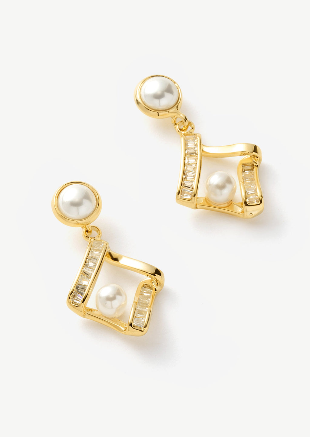 Geometric Pearl Earrings