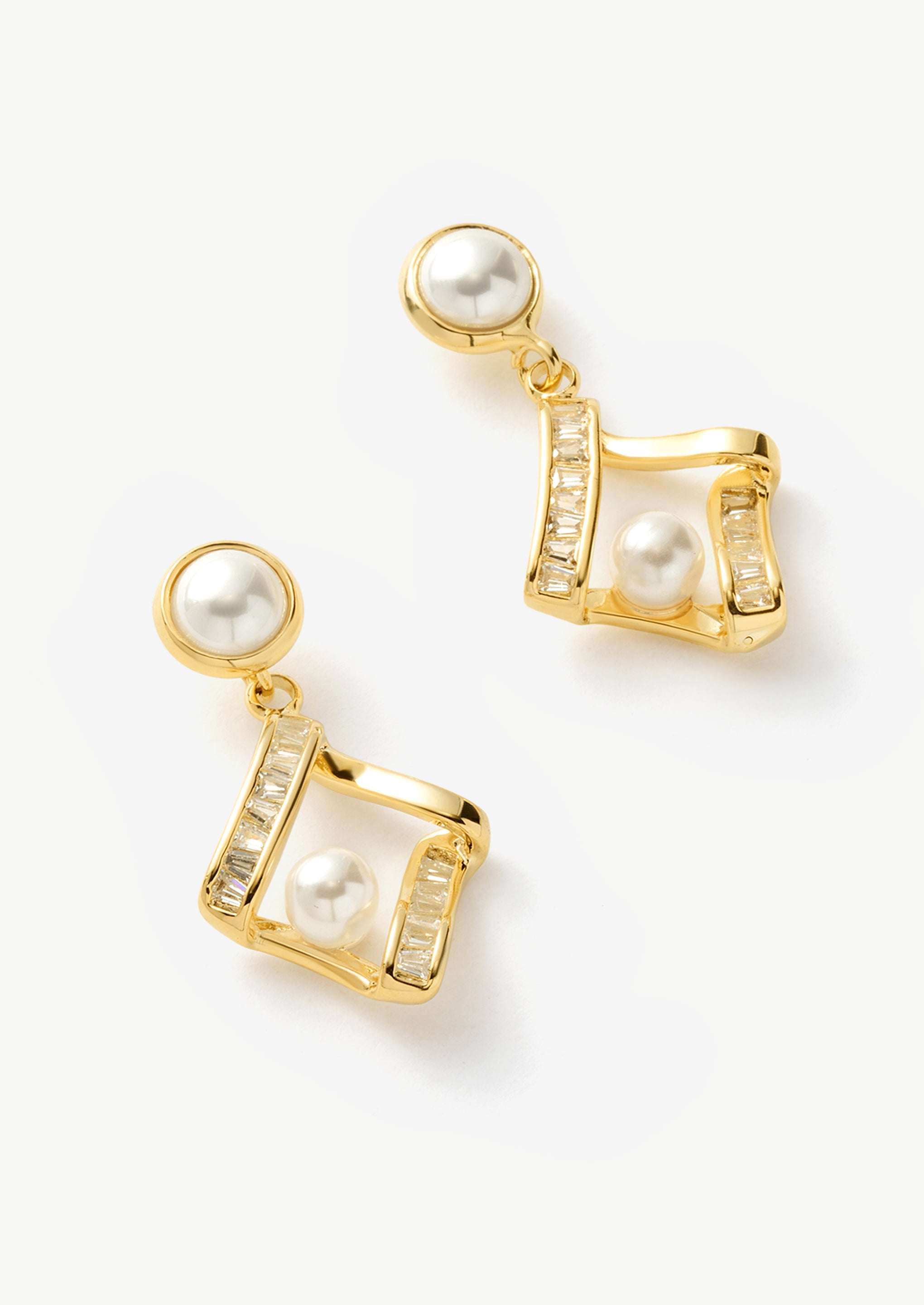 Geometric Pearl Earrings