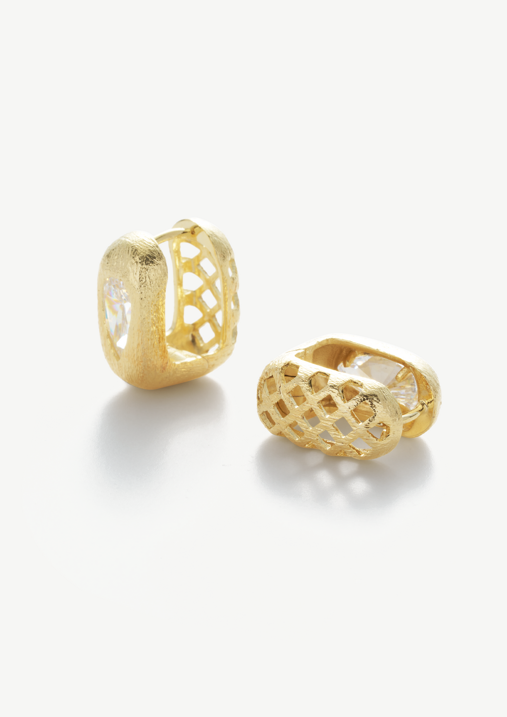 Textured Gemstone Hoop Earrings