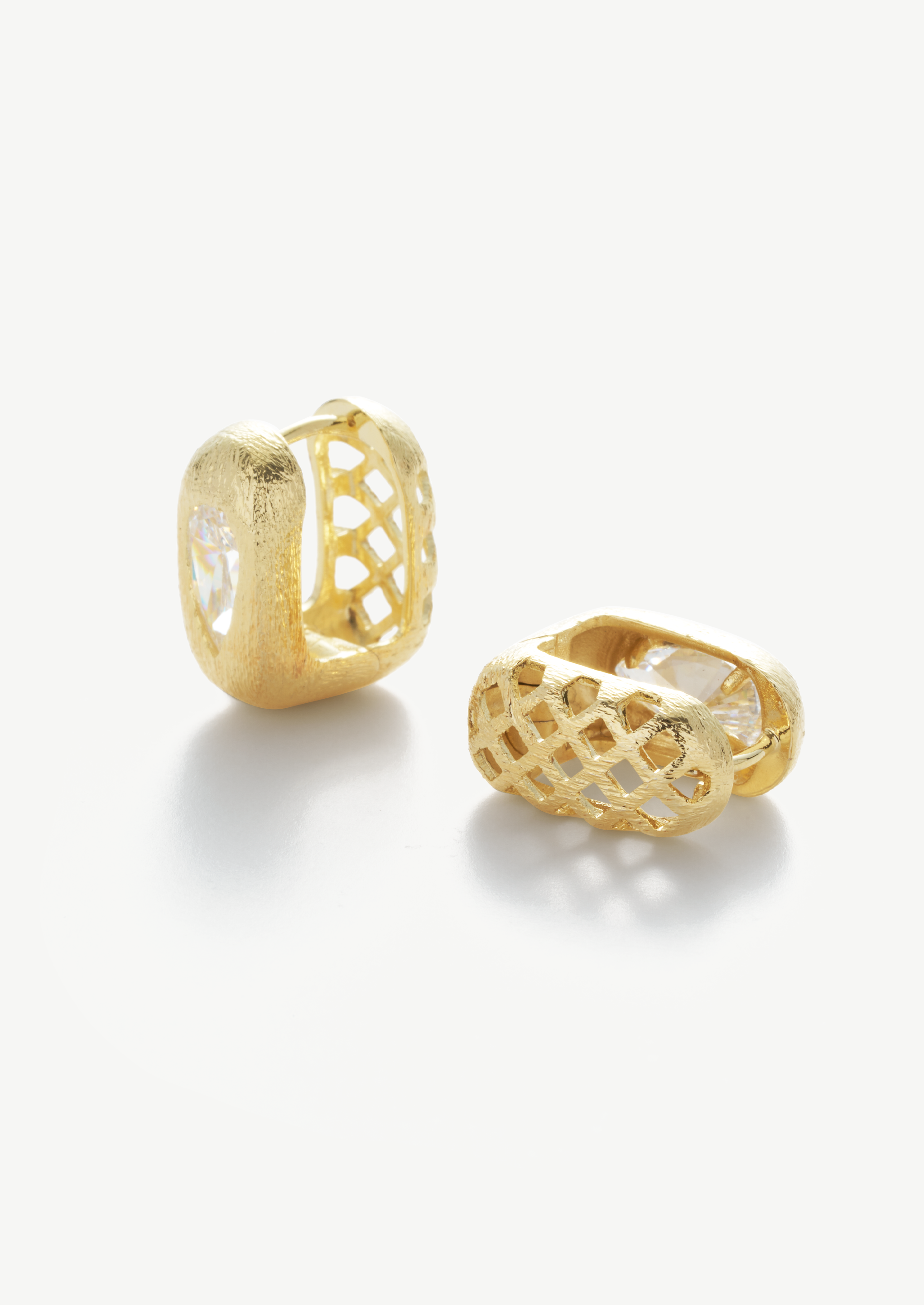 Textured Gemstone Hoop Earrings