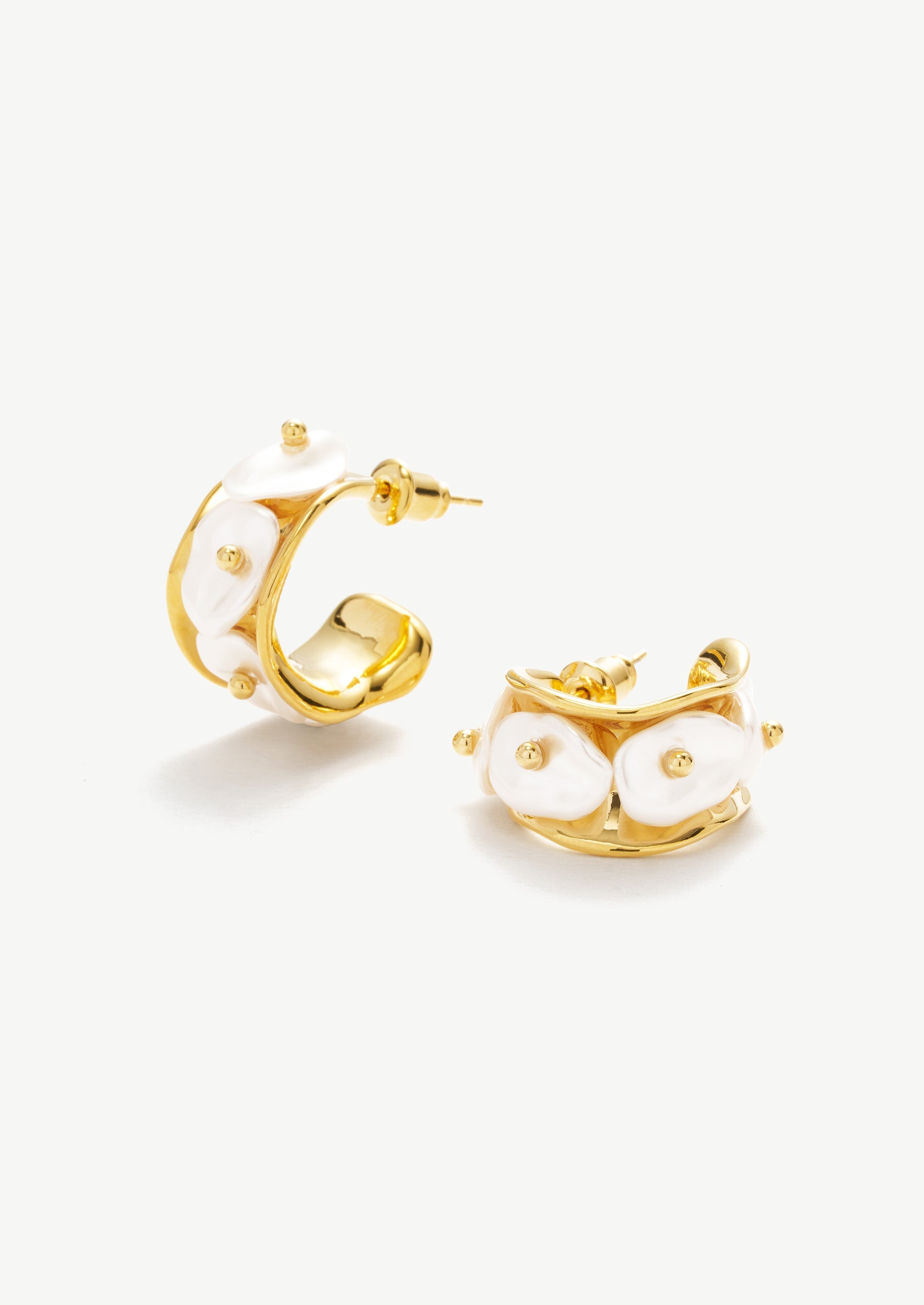 Shaped Pearl Hoop Earrings