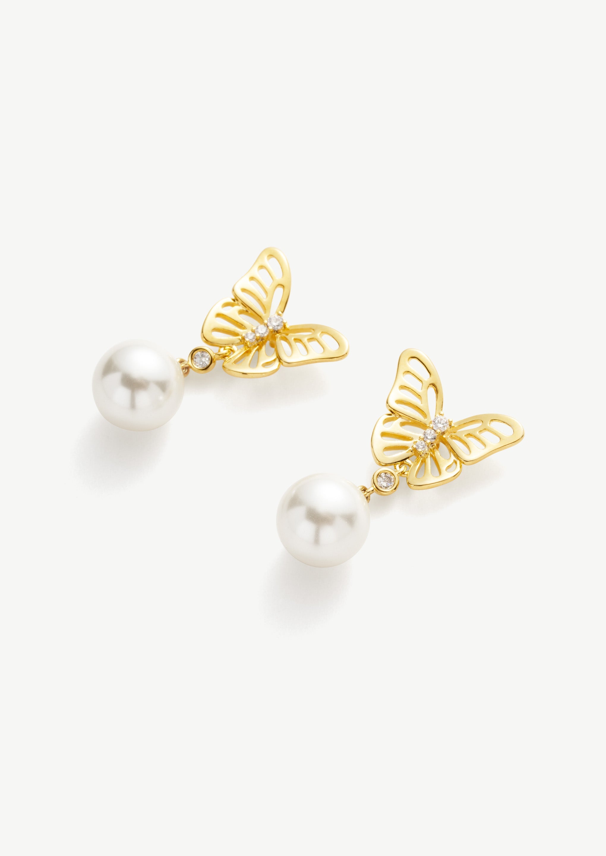Butterfly Pearl Stud Earrings