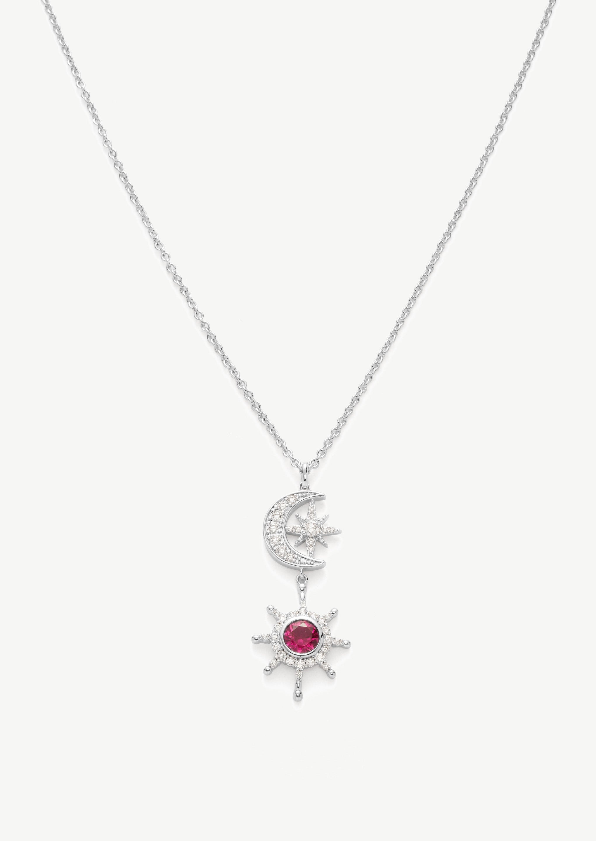Crescent Moon Gemstone Necklace