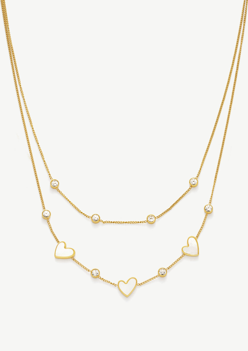 Heart Gemstone Layered Necklace