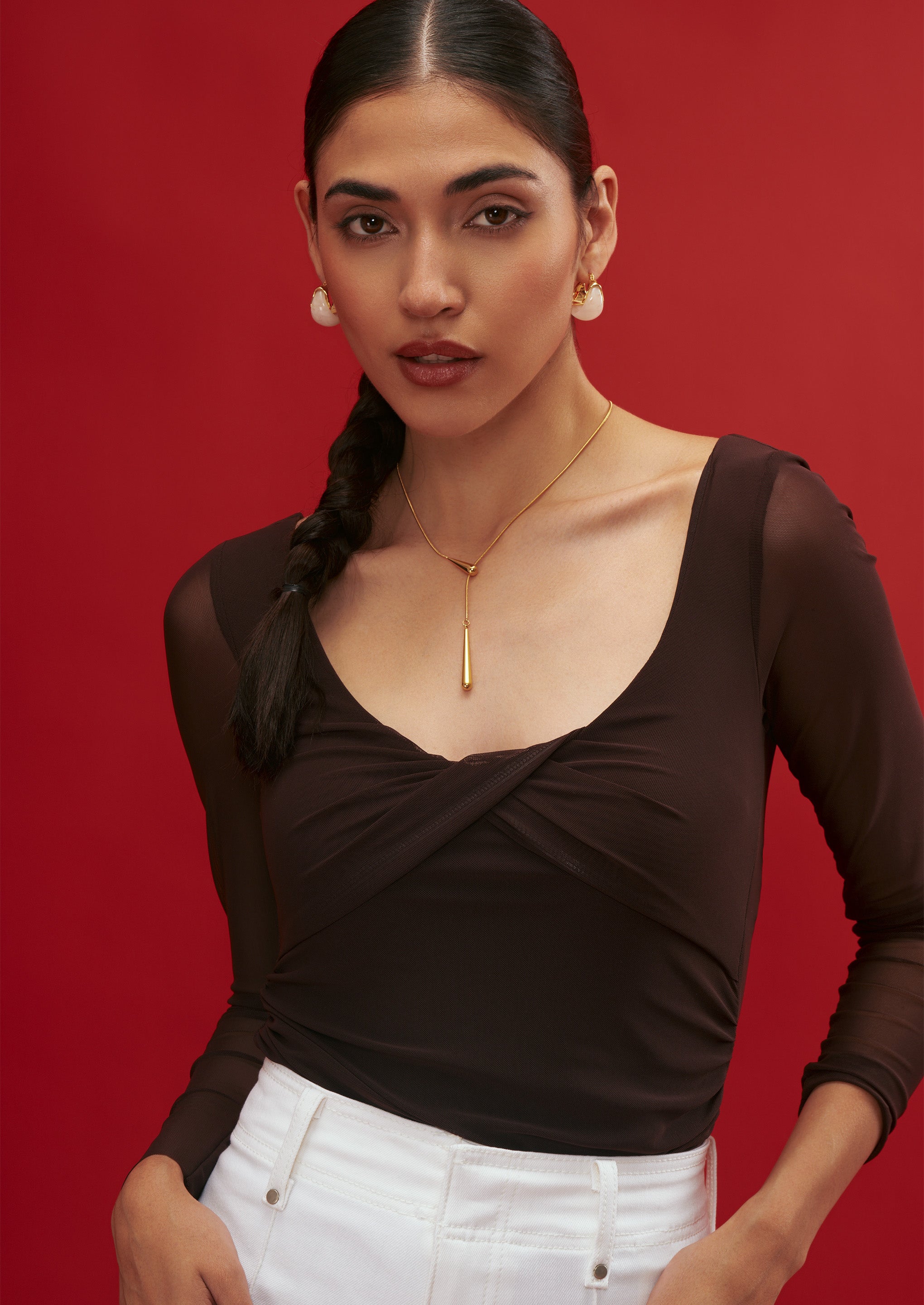 Double Teardrop Pendant Necklace