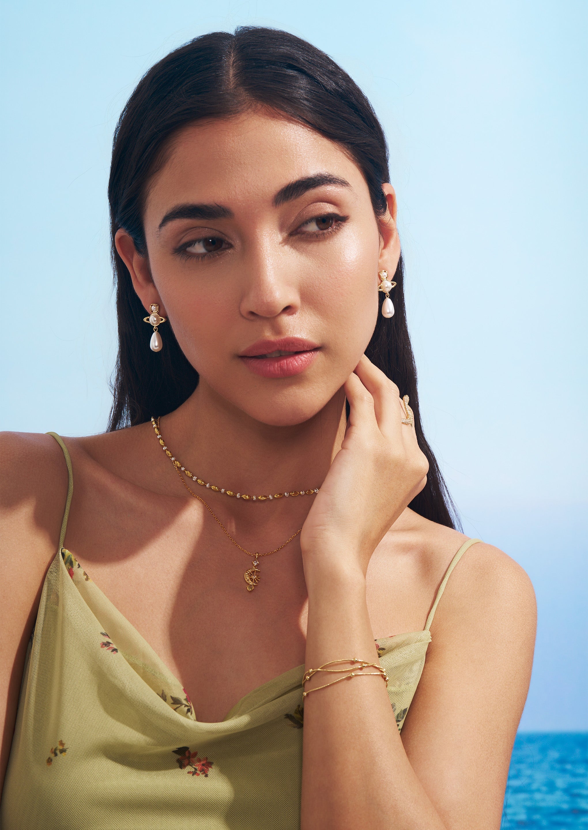 Pearl Planet Drop Earrings