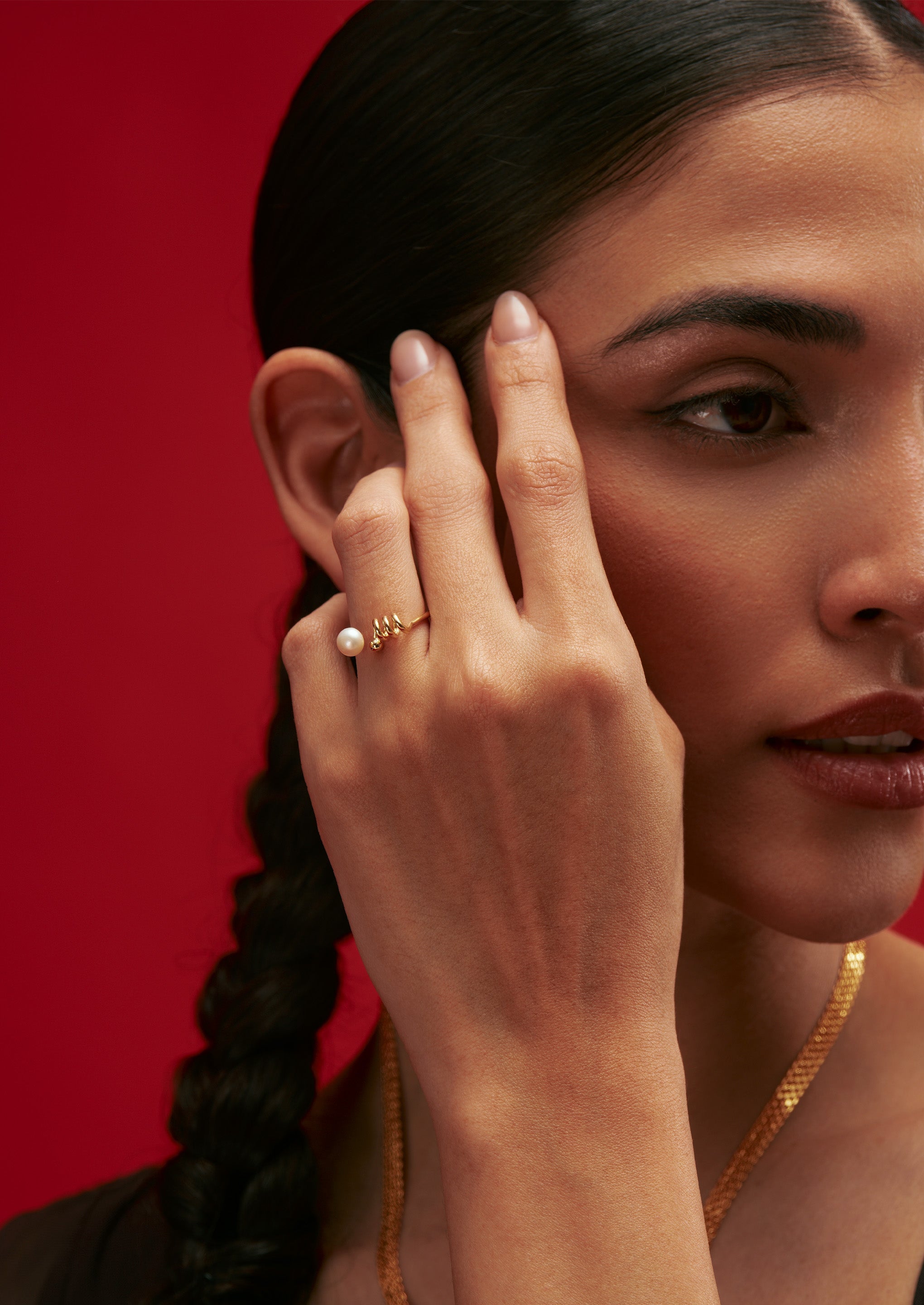 Spiral Pearl Ring