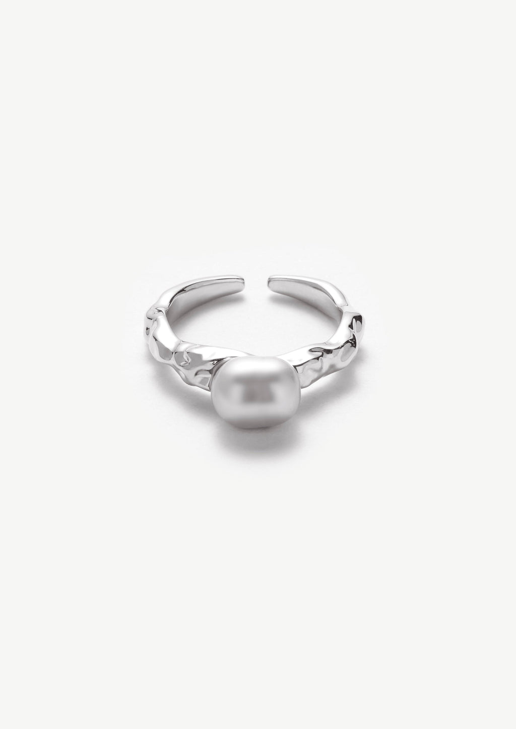 Textured Wave Pearl Ring