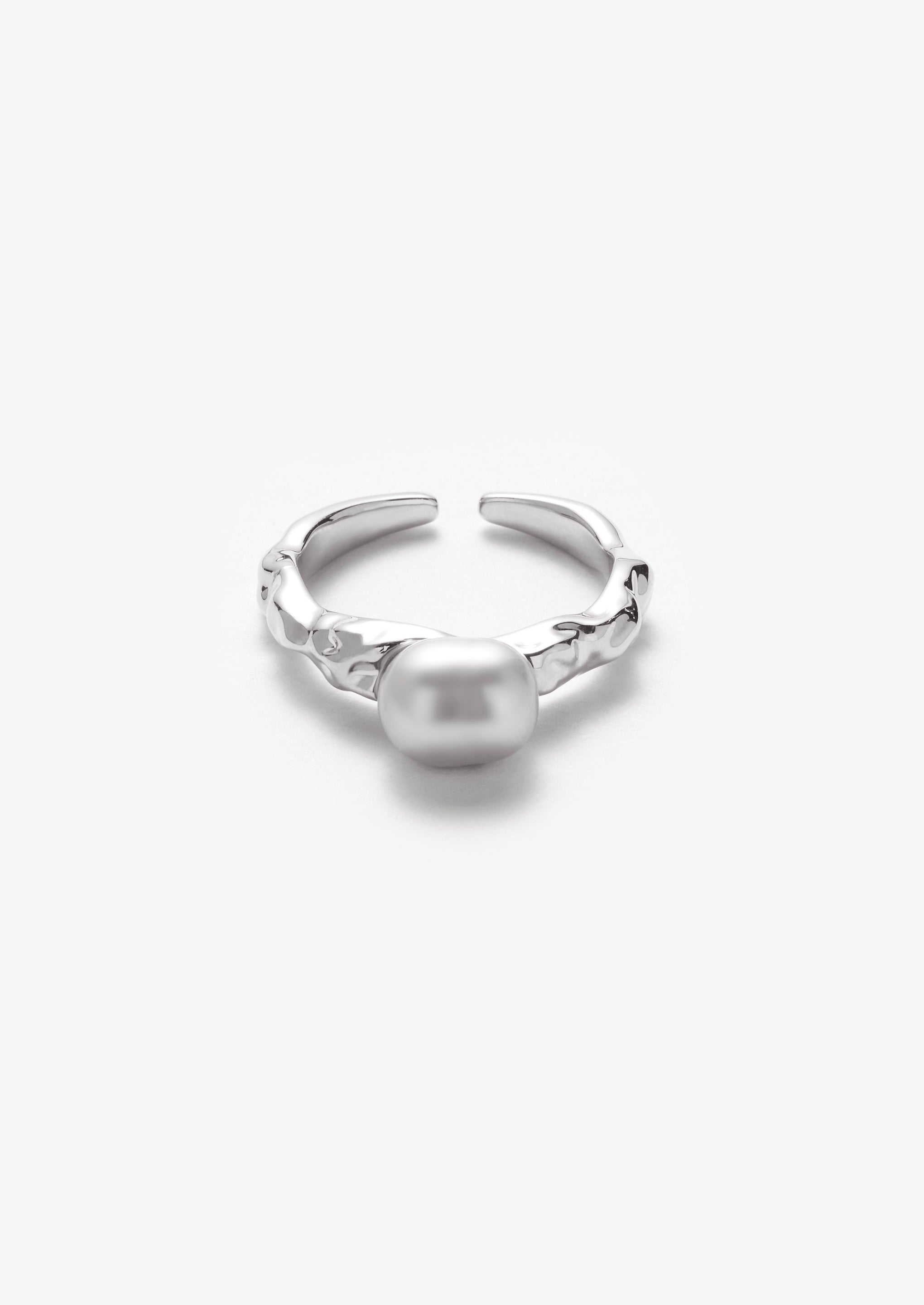 Textured Wave Pearl Ring