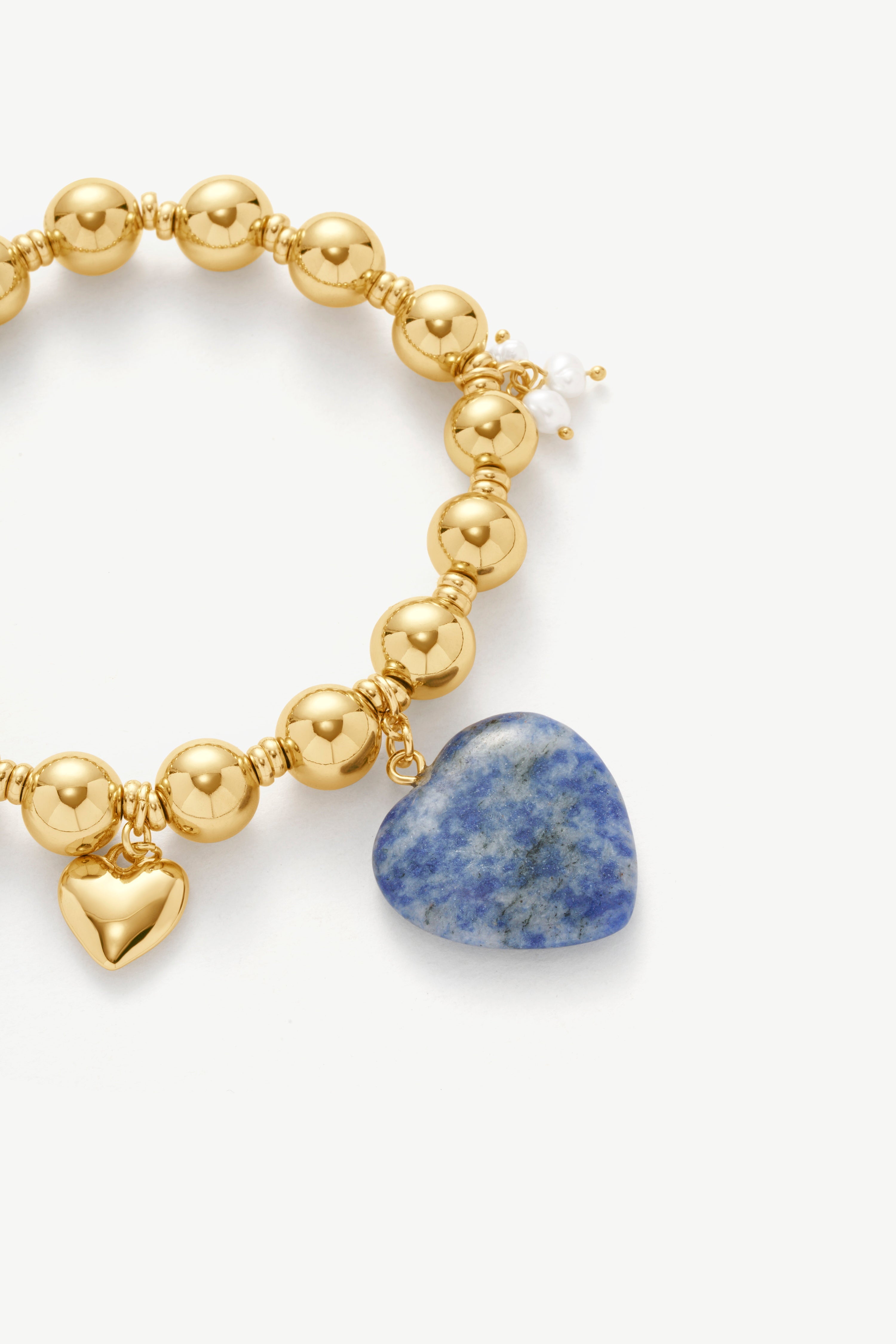 Heart Pearl Gold Bead Bracelet
