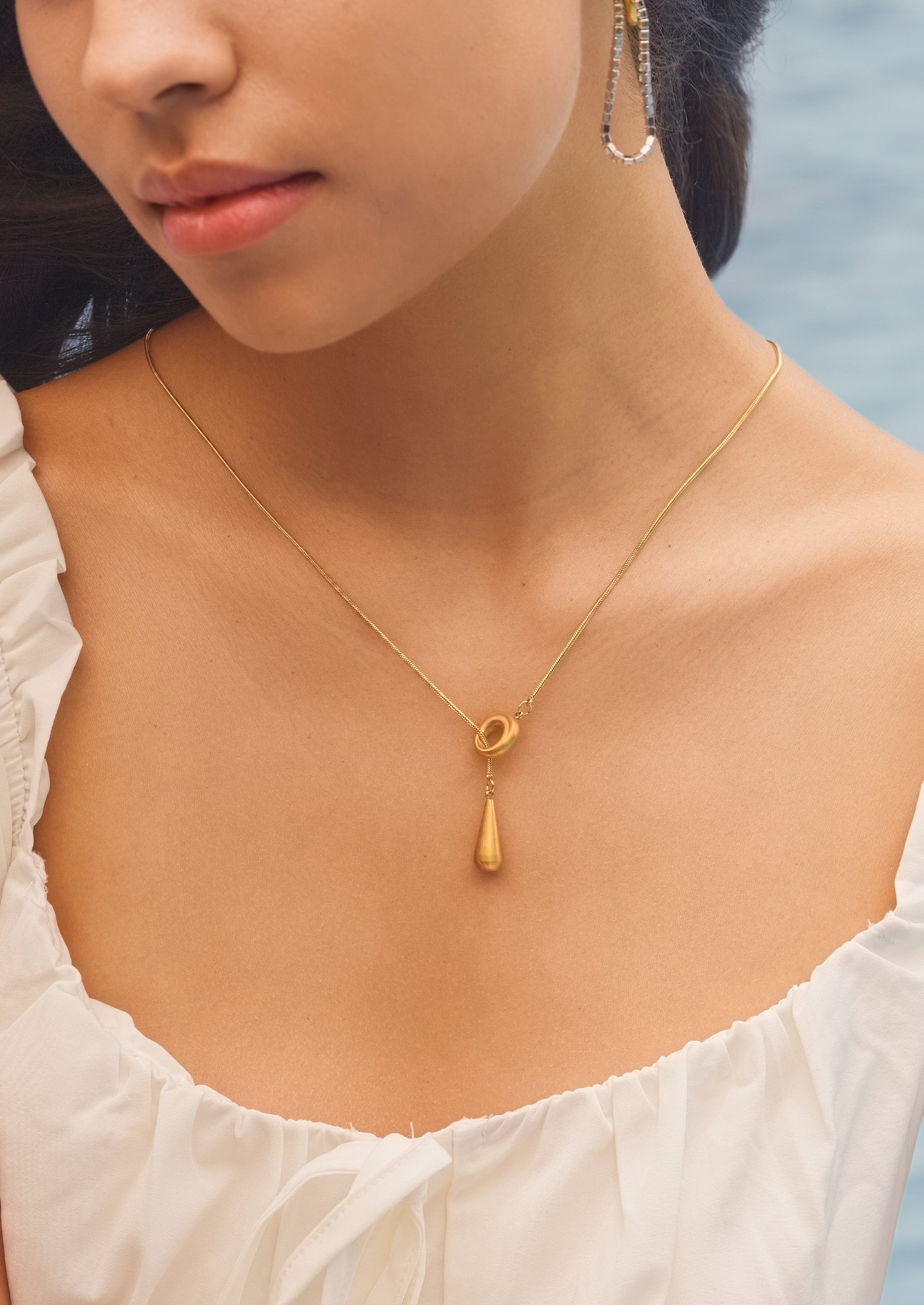 Teardrop Ring Pendant Necklace