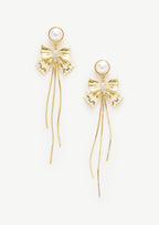 Bow Pearl Dangle Earrings