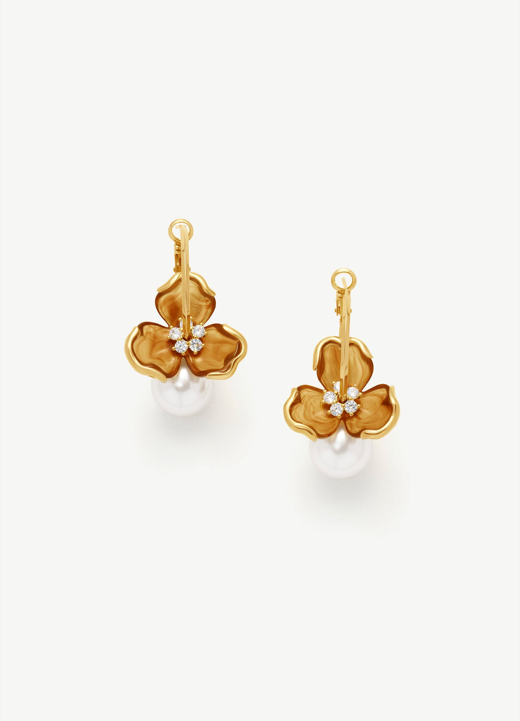 Flower Pearl Hoop Earrings
