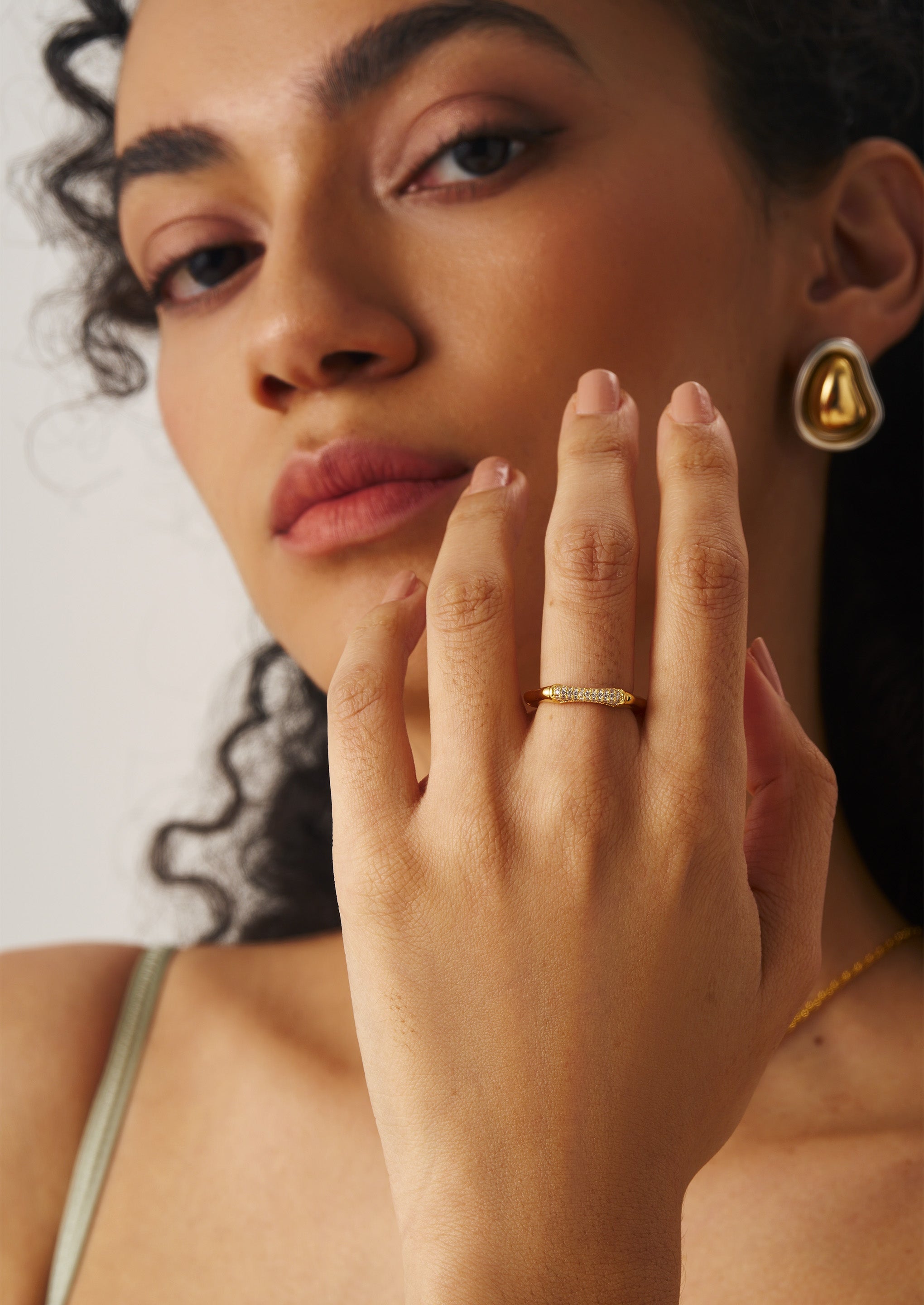Pave Hex Open Ring