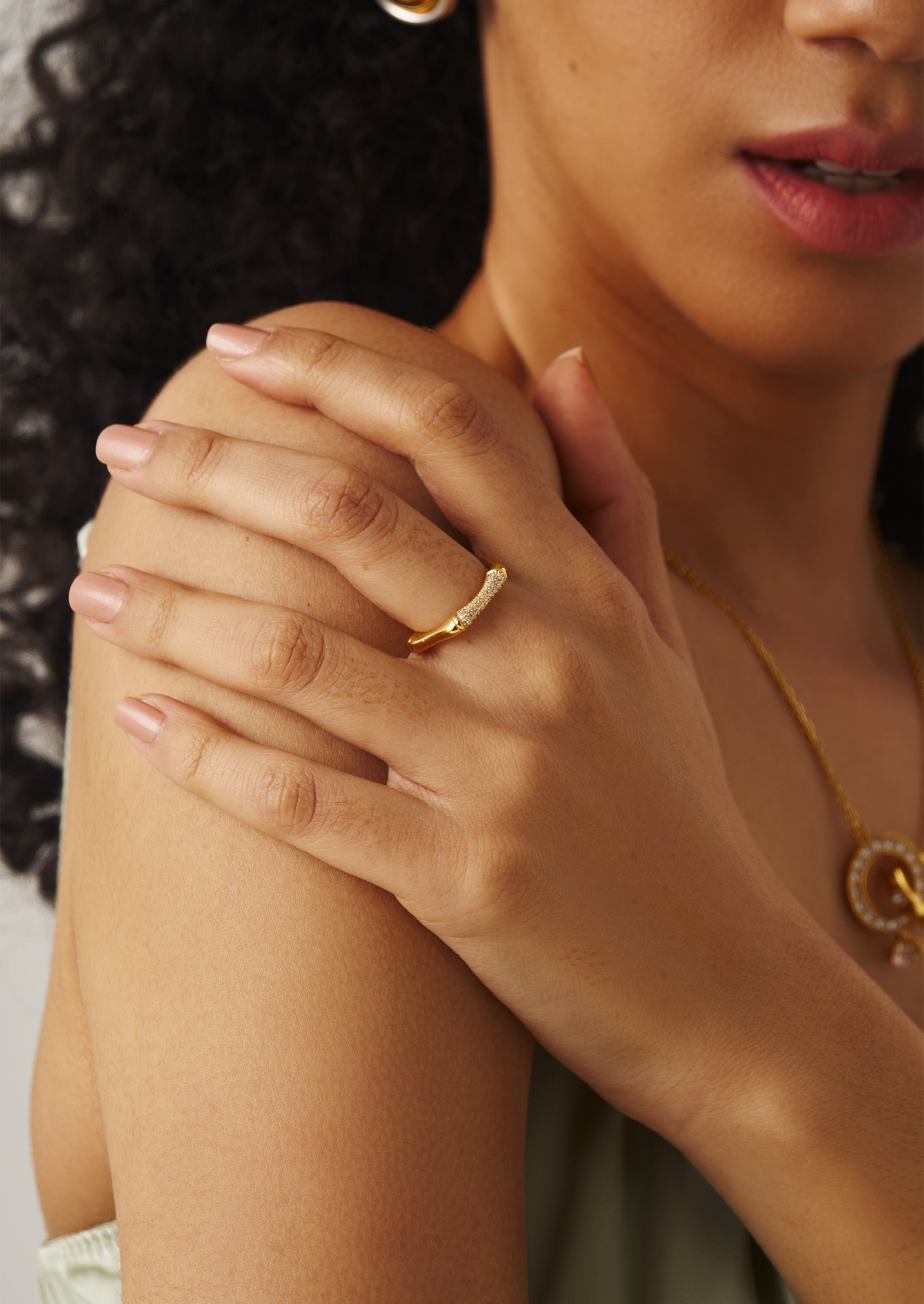 Pave Hex Open Ring