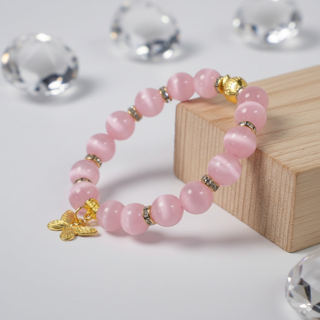 Pink cat's eye stone
