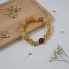 Yellow dragon jade round beads & red agate round beads