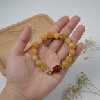 Yellow dragon jade round beads & red agate round beads