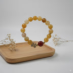 Yellow dragon jade round beads & red agate round beads