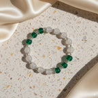 White chalcedony & green agate & 925 silver