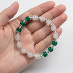 White chalcedony & green agate & 925 silver