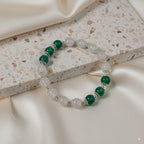 White chalcedony & green agate & 925 silver