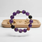 Amethyst beads & obsidian beads