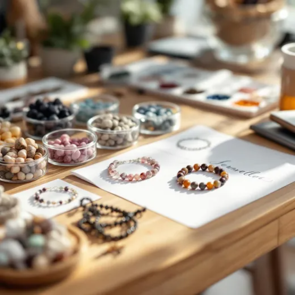 Buddha Stones lifestyle image with singing bowl and crystals