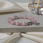 Pink cat's eye stone & Alloy silver-plated